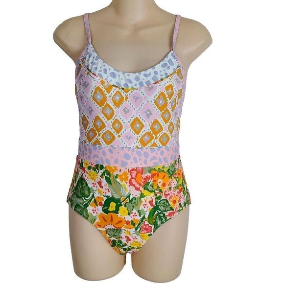 Alja Horvat Anthropologie Swimsuit XS Colorful Mixed Media Floral One-Piece‎ - Picture 1 of 6
